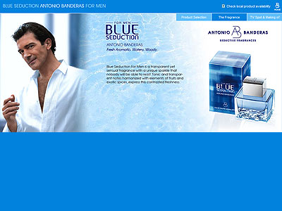Blue Seduction website, Antonio Banderas