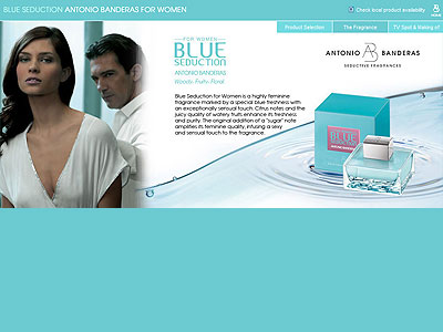 Blue Seduction for Women website, Antonio Banderas