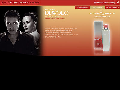 Diavolo for Women website, Antonio Banderas