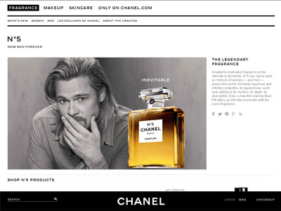 Chanel No.5 website, Brad Pitt