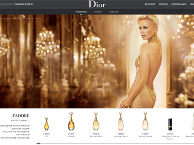 Dior J'adore Voile de Parfum website, Charlize Theron