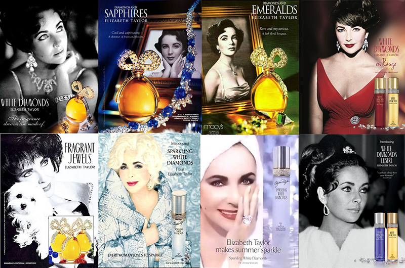 Elizabeth Taylor White Diamonds Perfume Collection Ads