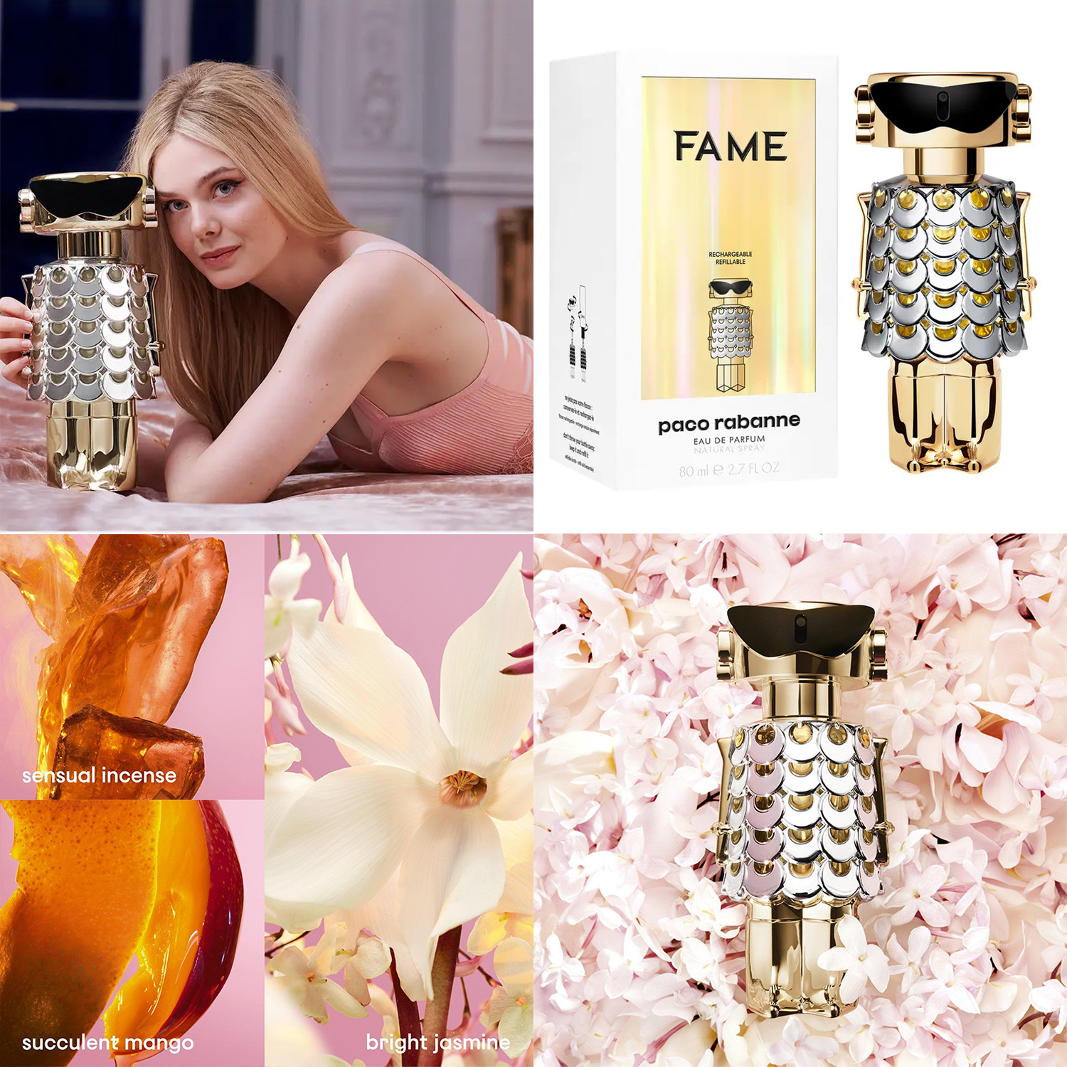 Elle Fanning Paco Rabanne Fame perfume ad campaign