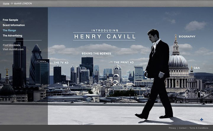 Henry Cavill Dunhill London Website