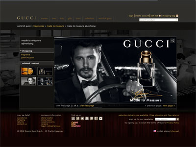 Gucci Made to Measure website, James Franco