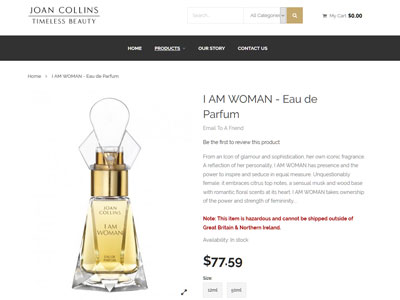 I Am Woman website, Joan Collins