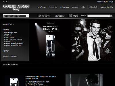 Emporio Armani Diamonds website, Josh Harnett