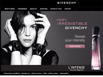 Givenchy Very Irresistible L'Intense website, Liv Tyler