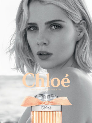 Lucy Boynton actress perfume ad Chloe Rose Tangerine