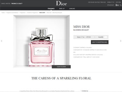 Miss Dior Blooming Bouquet website, Natalie Portman