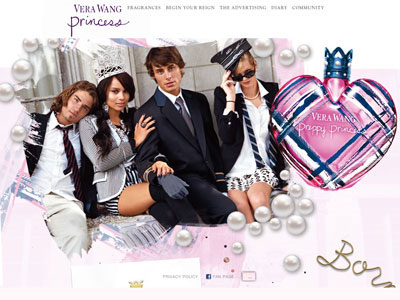 Vera Wang Preppy Princess perfume website preview with model Zoe Kravitz