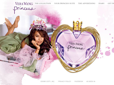 Vera Wang Princess perfume website preview with model Zoe Kravitz