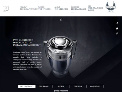 Paco Rabanne Invictus website, Nick Youngquest