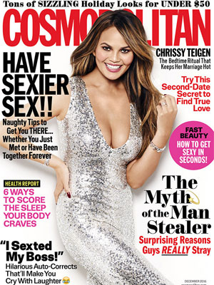 Chrissy Teigen Cosmo Magazine December 2016