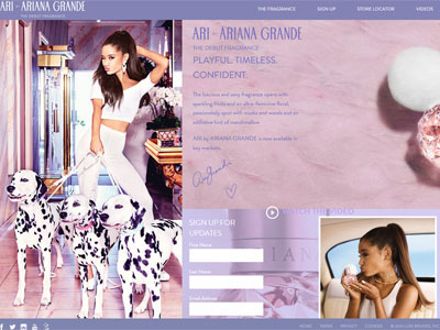 Ari website, Ariana Grande
