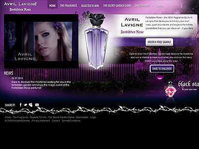 Forbidden Rose website, Avril Lavigne