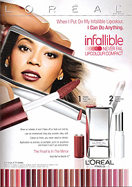 L'Oreal Infallible Lipcolour - Beyonce Knowles, Elle Magazine