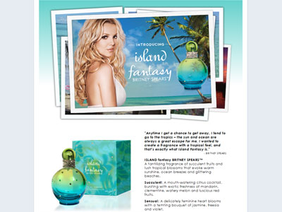 Island Fantasy website, Britney Spears