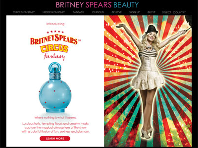 Circus Fantasy website, Britney Spears