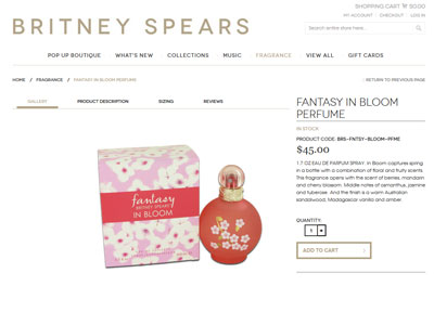 Britney Spear Fantasy In Bloom Perfume Website