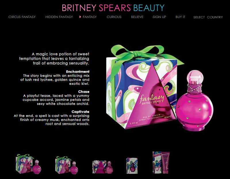 Britney Spear Fantasy Perfume Website