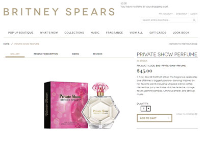 Britney Spear Private Show Perfume Website