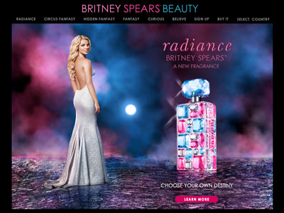 Radiance website, Britney Spears