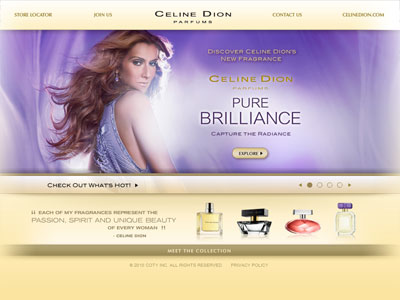 Pure Brilliance website, Celine Dion