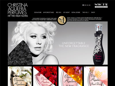 Unforgettable website, Christina Aguilera