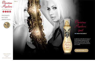 Glam X website, Christina Aguilera