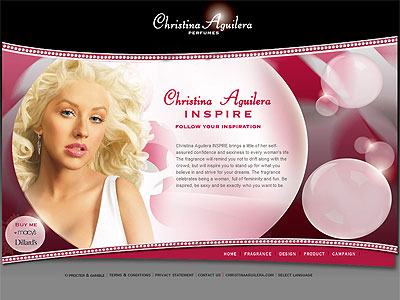 Inspire website, Christina Aguilera