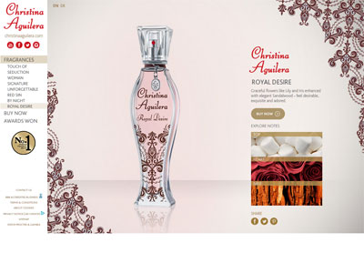 Royal Desire website, Christina Aguilera