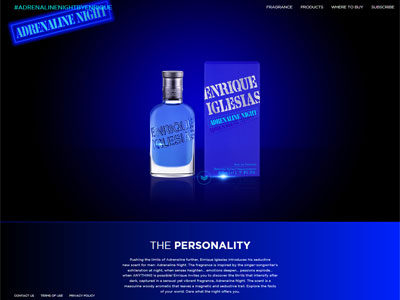 Adrenaline Night website, Enrique Iglesias