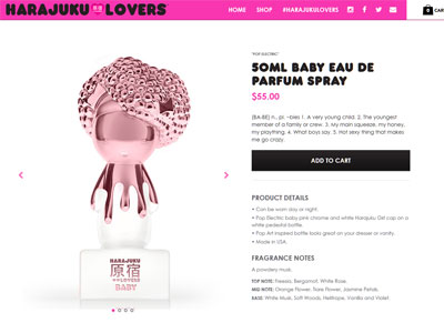 Harajuku Lovers Pop Electric Baby website, Gwen Stefani