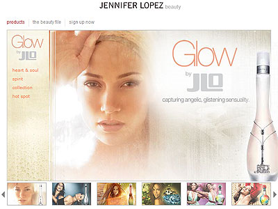 Glow website, Jennifer Lopez