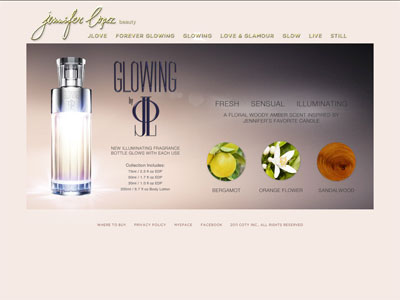 Glowing Goddess by JLO website, Jennifer Lopez