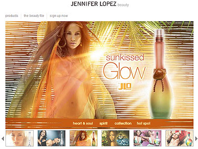 Sunkissed Glow website, Jennifer Lopez