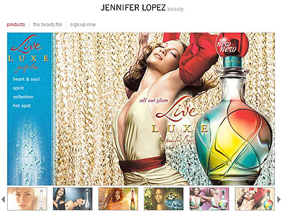 Live Luxe website, Jennifer Lopez
