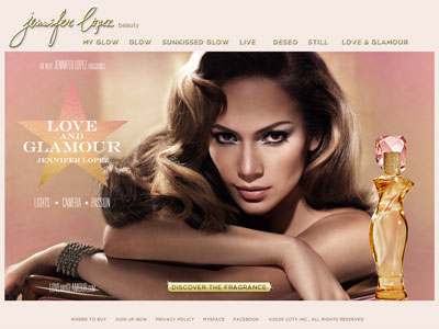 Love & Glamour website, Jennifer Lopez