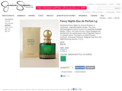 Fancy Nights website, Jessica Simpson