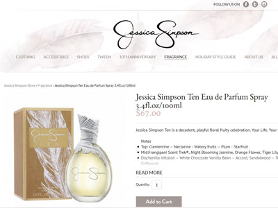 Jessica Simpson Ten website, Jessica Simpson