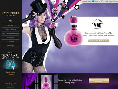 Mad Potion website, Katy Perry