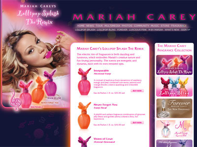 Lollipop Splash The Remix Never Forget You website, Mariah Carey