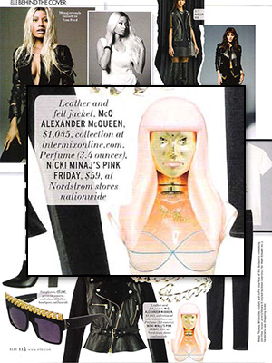 Nicki Minaj Pink Friday perfume bottle featured in Elle magazine April 2013 issue