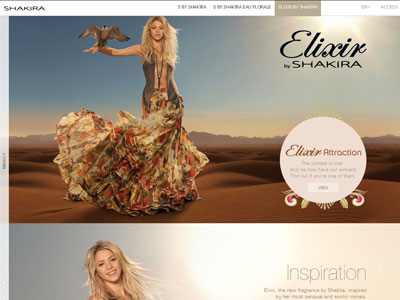 Elixir by Shakira website, Shakira