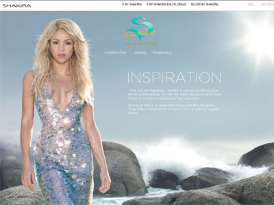 S by Shakira Aquamarine website, Shakira