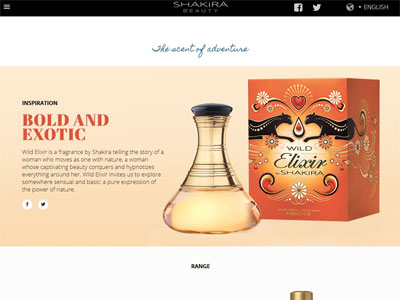 Wild Elixir website, Shakira
