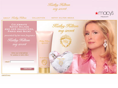 My Secret website, Kathy Hilton