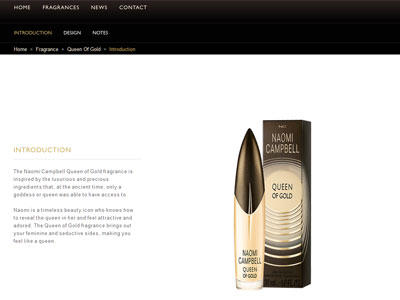 Queen of Gold website, Naomi Campbell