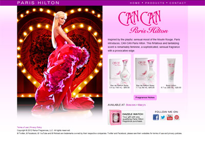 Can Can Burlesque website, Paris Hilton